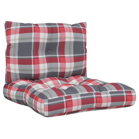 Palletkussens 2 st stof ruitpatroon rood 2