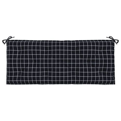 Tuinbankkussen ruitpatroon 120x50x7 cm stof zwart 4