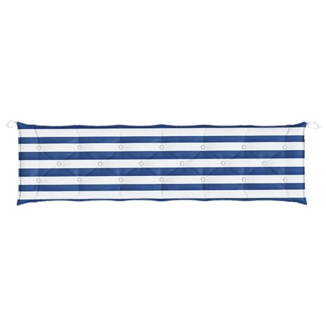 Tuinbankkussen gestreept 200x50x7 cm stof wit en blauw 4