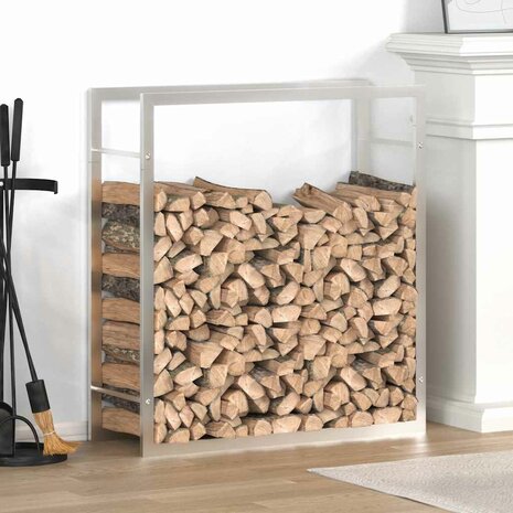 Haardhoutrek 80x28x86 cm roestvrij staal 1