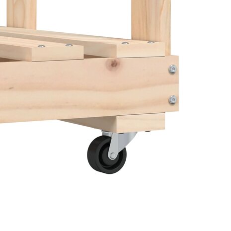 Houtblokhouder met wielen 76,5x40x108 cm massief grenenhout 7