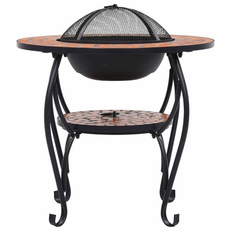 Vuurtafel moza&iuml;ek 68 cm keramiek terracottakleurig 4