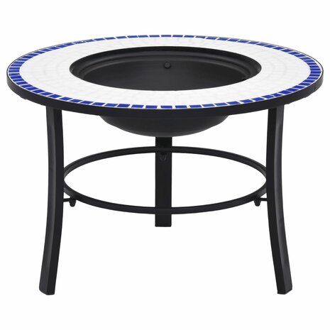 Vuurschaal moza&iuml;ek 68 cm keramiek blauw en wit 1