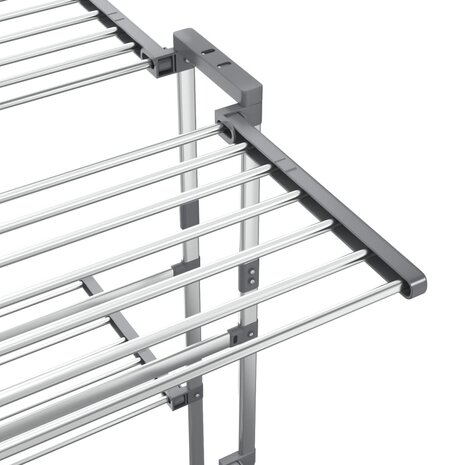 Droogrek 2-laags met wieltjes 60x70x106 cm zilverkleurig 7