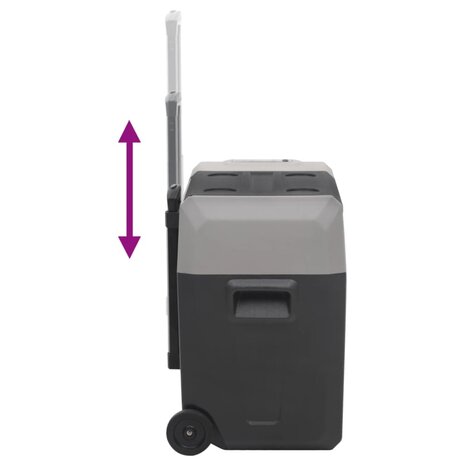 Koelbox met wielen en adapter 50 L polypropeen zwart en grijs 8
