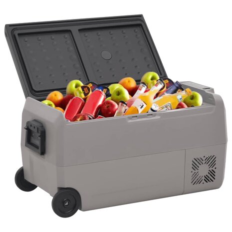 Koelbox met wielen en adapter 50 L PP en PE zwart en grijs 2