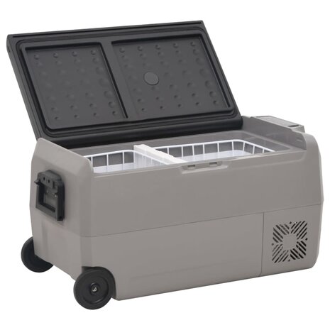 Koelbox met wielen en adapter 50 L PP en PE zwart en grijs 3