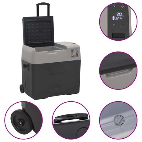 Koelbox met wielen en handvat 40 L polypropeen zwart en grijs 8