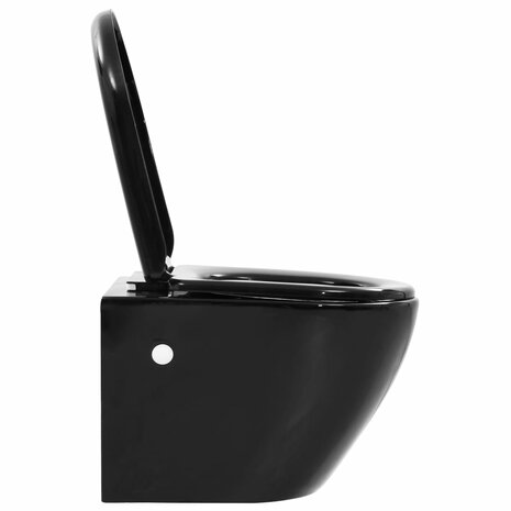 Hangend toilet met verborgen stortbak keramiek zwart 5