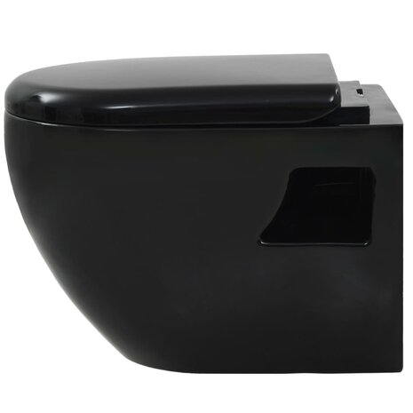 Hangend toilet met verborgen stortbak keramiek zwart 6