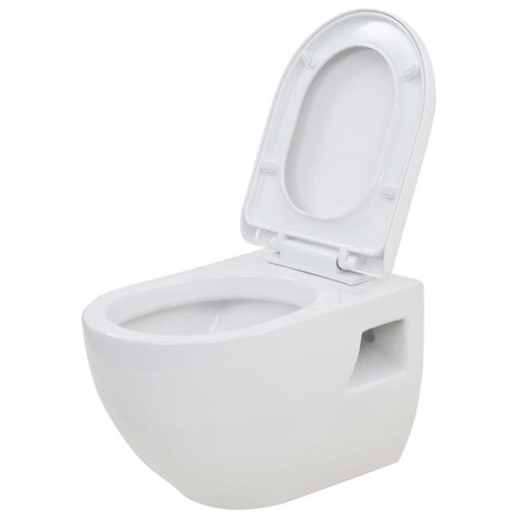 Hangend toilet met hoge verbogen stortbak keramiek 4