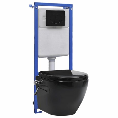 Hangend toilet randloos met verborgen stortbak keramiek wit  1