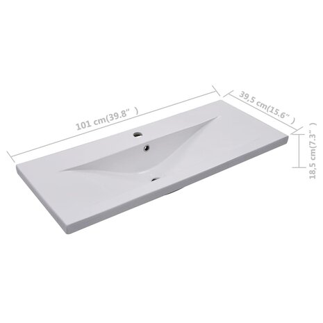 Inbouwwastafel 101x39,5x18,5 cm keramiek wit 7