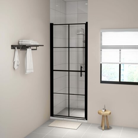 Douchedeur 91x195 cm gehard glas zwart 1