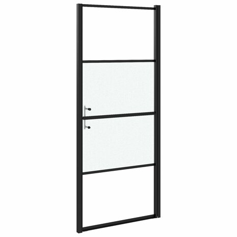 Douchedeur halfmat 81x195 cm gehard glas zwart 5