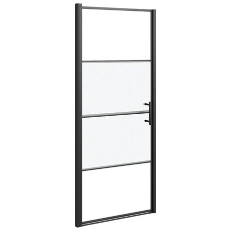 Douchedeur halfmat 91x195 cm gehard glas zwart 2