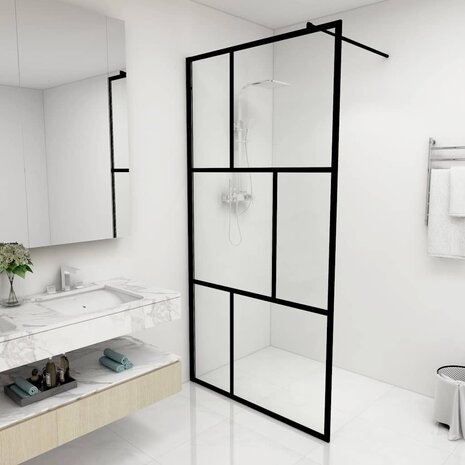 Inloopdouchewand 100x195 cm gehard glas zwart 1