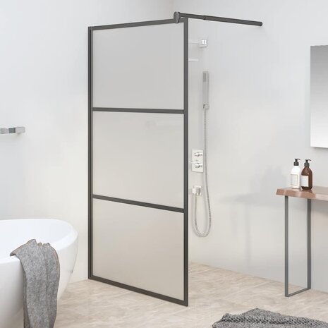 Inloopdouchewand 115x195 cm mat ESG-glas zwart 1