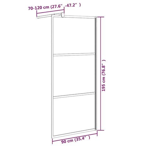 Inloopdouchewand 90x195 cm donker ESG-glas zwart 7