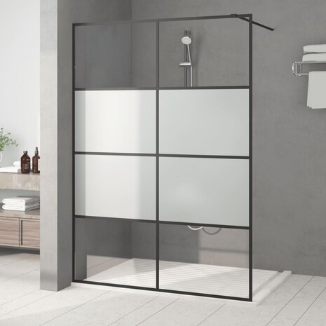 Inloopdouchewand 140x195 cm halfmat ESG-glas zwart 1