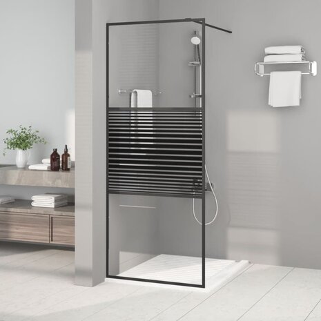 Inloopdouchewand 80x195 cm transparant ESG-glas zwart 1