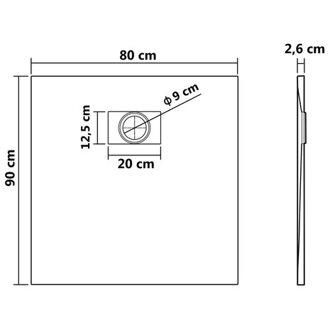 Douchebak 90x80 cm SMC zwart 6