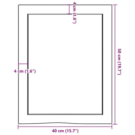Wastafelblad 40x50x(2-4) cm behandeld massief hout lichtbruin 9