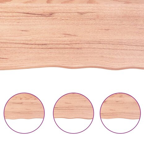 Wastafelblad 60x30x(2-4) cm behandeld massief hout lichtbruin 5
