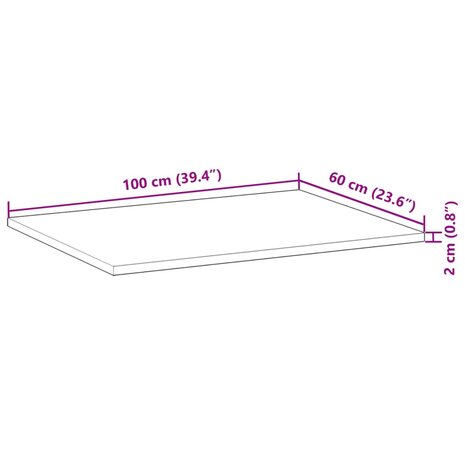 Wastafelblad met olieafwerking 100x60x2 cm massief acaciahout 8