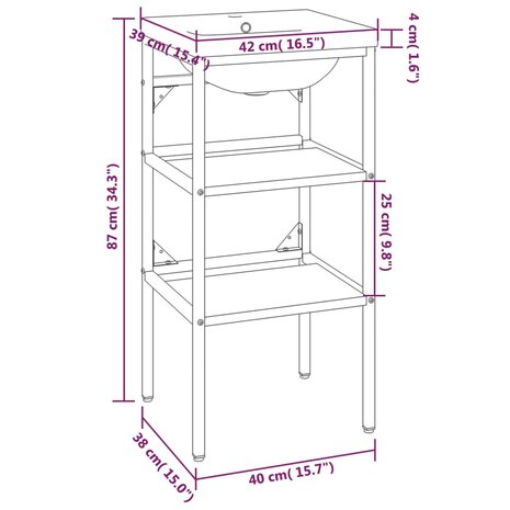 Wastafelframe met inbouwwastafel ijzer wit 7