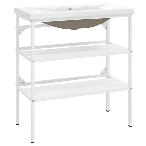 Wastafelframe met inbouwwastafel ijzer wit 2