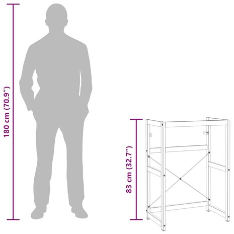 Wastafelframe 59x38x83 cm ijzer zwart 9