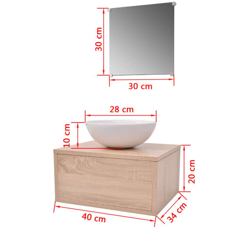 3-delige Badkamermeubelset met wastafel beige 8