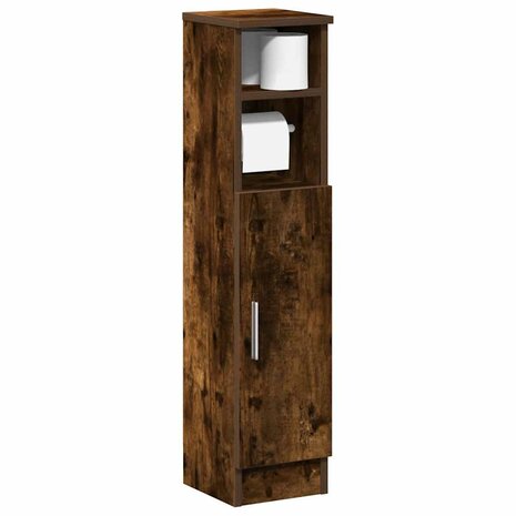 Badkamerkast met rolhouder 20,5x22x90 cm gerookt eikenkleurig 1
