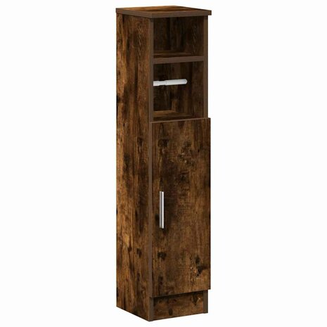 Badkamerkast met rolhouder 20,5x22x90 cm gerookt eikenkleurig 2