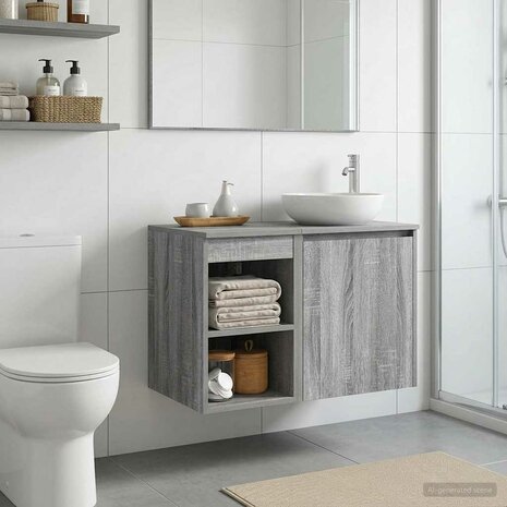 Badkamerkast Tussenin Grijs Sonoma 30 x 35 x 50 cm Bewerkt hout 4