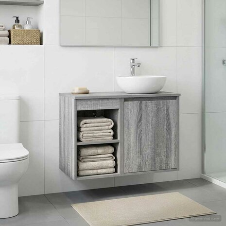 Badkamerkast Tussenin Grijs Sonoma 30 x 41 x 50 cm Bewerkt hout 1
