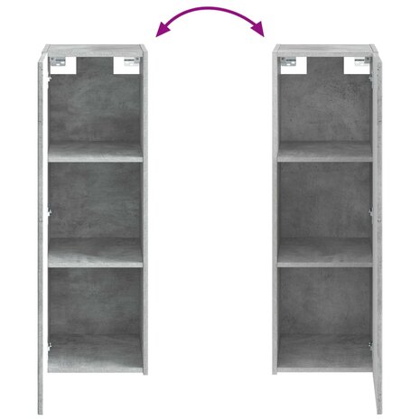 Wand Gemonteerde Badkamerkast Betongrijs 33 x 34,5 x 60 cm 7