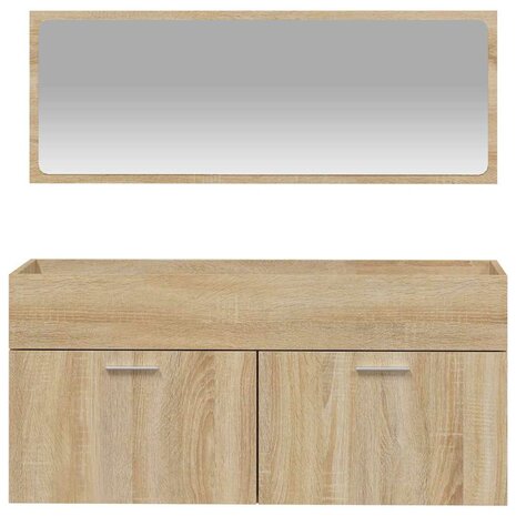 Badkamerkast met spiegel bewerkt hout sonoma eikenkleurig 5