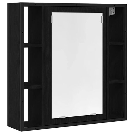 Badkamerspiegelkast zwart eiken 60x16x60 cm bewerkt hout 2