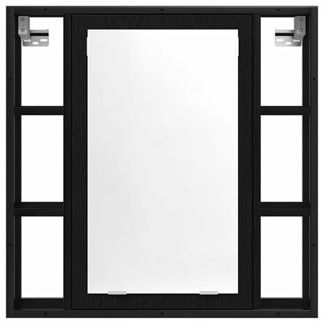 Badkamerspiegelkast zwart eiken 60x16x60 cm bewerkt hout 4