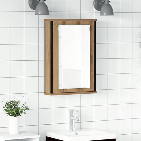 Badkamerspiegelkast 42x12x60 cm bewerkt hout artisanaal 1