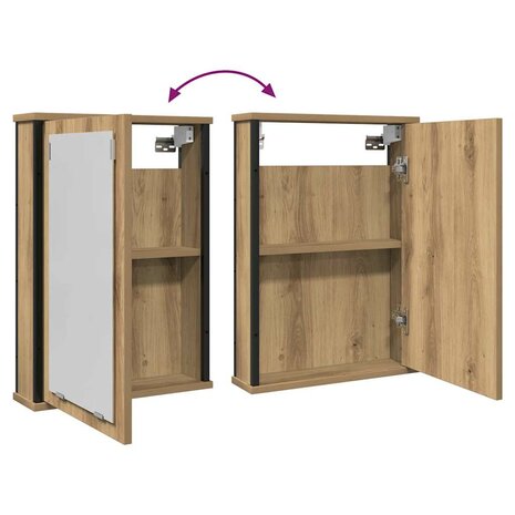 Badkamerspiegelkast 42x12x60 cm bewerkt hout artisanaal 7