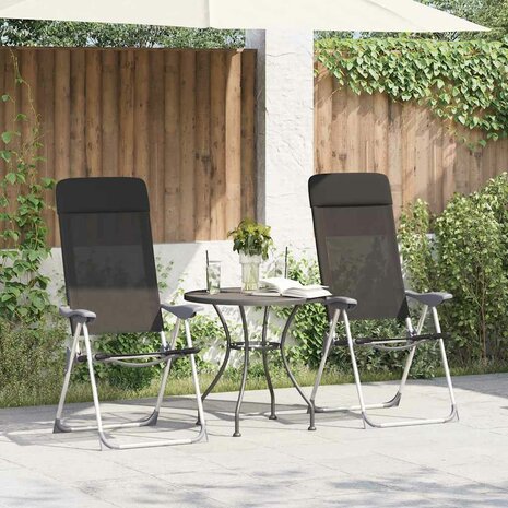 Campingstoelen inklapbaar aluminium zwart 2 st 1