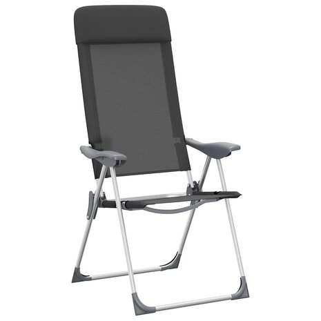 Campingstoelen inklapbaar aluminium zwart 2 st 4