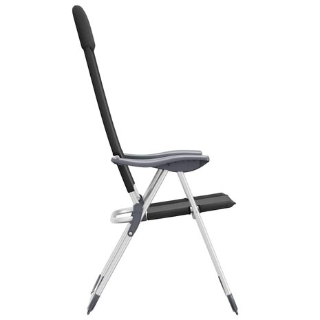 Campingstoelen inklapbaar aluminium zwart 2 st 6