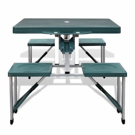 Campingset inklapbaar lichtgewicht 120x60 cm aluminium groen 2
