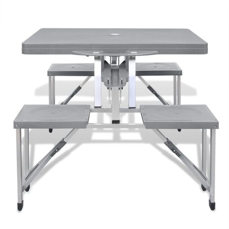 Campingset inklapbaar lichtgewicht 120x60 cm aluminium grijs 2