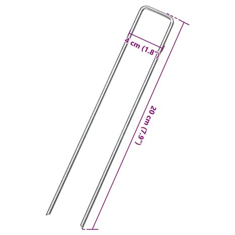 Grondharingen 25 st U-vormig 20x4 cm gegalvaniseerd staal 5