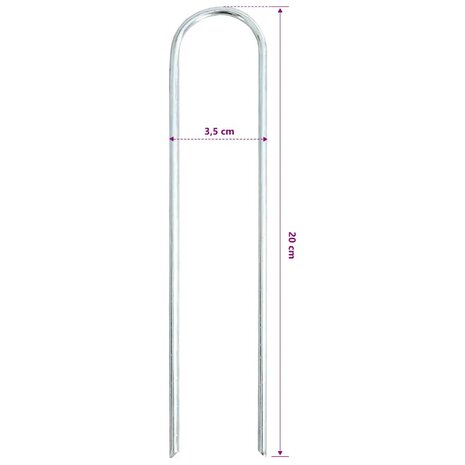 Grondharingen 25 st U-vormig 20x3,5 cm gegalvaniseerd staal 5